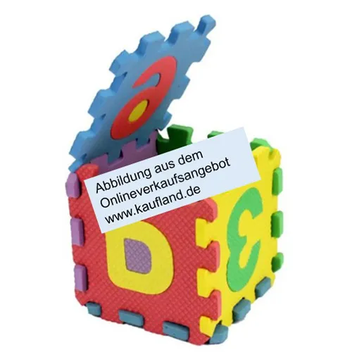 Puzzle mat set consisting of 26 letter pieces (A-Z) and 10 number pieces