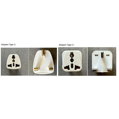 Two variants of white EU 2 pin to UK 3 pin plug adapters supplied with certain electric pumps used for AirTumble gymnastic tracks. The AirTumble gymnastic track itself is not affected. The recall only applies to the plug adapters.
