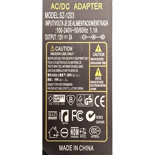 Class II AC/DC power supply unit with detachable power supply cord and accessible DC output.