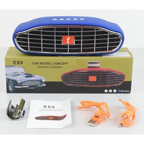 Wireless speaker with plastic casing and integrated rechargeable battery.
