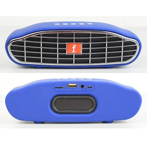 Wireless speaker with plastic casing and integrated rechargeable battery.