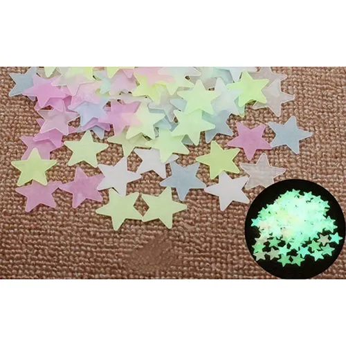 Set of glow in the dark stickers in the shape of stars.