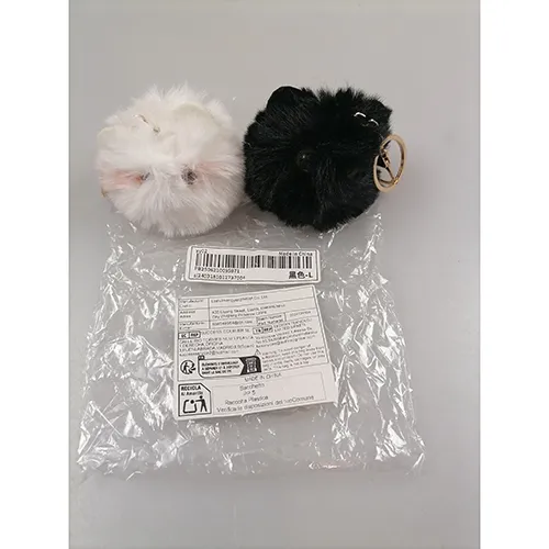Key ring with a soft toy. Dimensions approximate width 6 cm, length 12 cm, thickness 7 cm.
