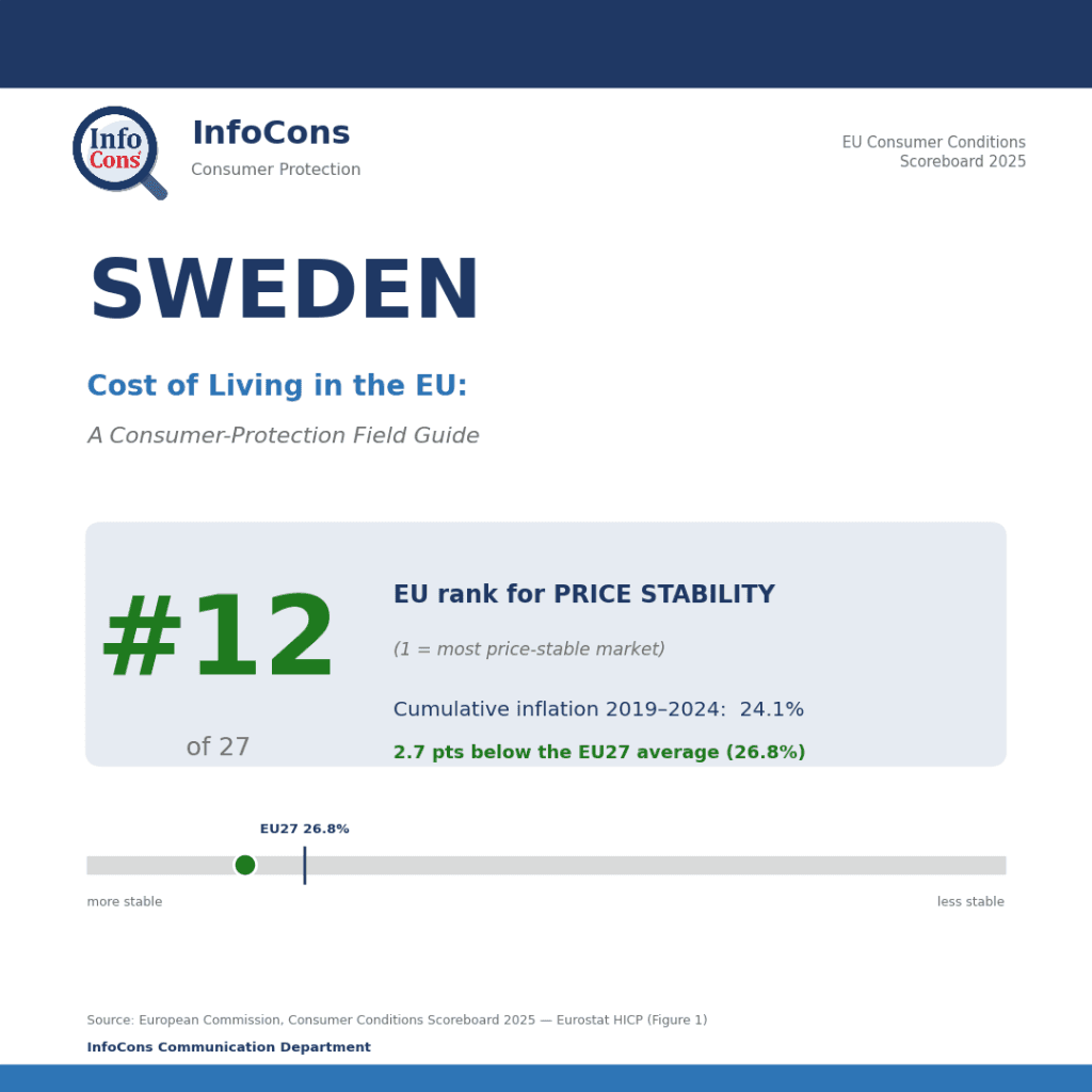 Living in Sweden ? It Ranks #12 of 27 for Price Stability in the EU — Where Your Money Stretches Further