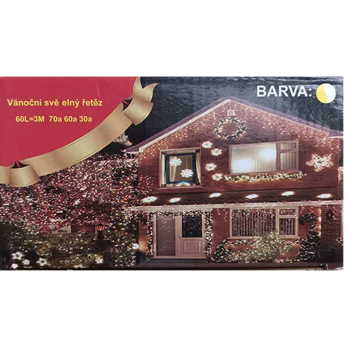Lighting chain with non-replaceable LED light sources, equipped with electronics for lighting effects with a switch.