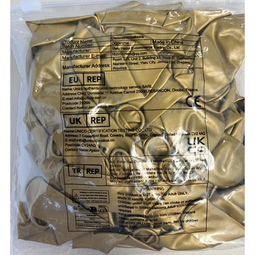 Pack of 50 gold-coloured balloons.
