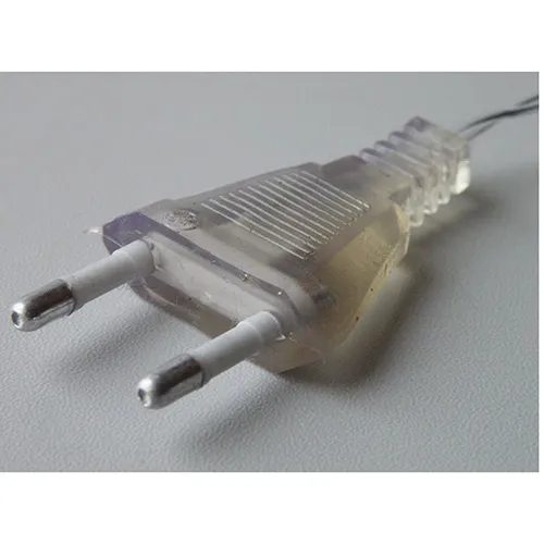 Mains-powered Christmas LED lighting chain in the shape of a five-pointed star, equipped with a white 8-function control box and a series connection socket. Technical data: 220 V.