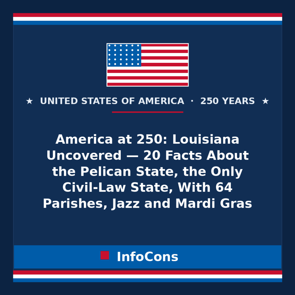 America at 250 : Louisiana Uncovered — 20 Facts About the Pelican State, the Only Civil-Law State, With 64 Parishes, Jazz and Mardi Gras