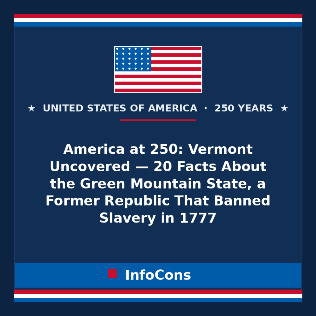 America at 250: Vermont Uncovered — 20 Facts About the Green Mountain State, a Former Republic That Banned Slavery in 1777
