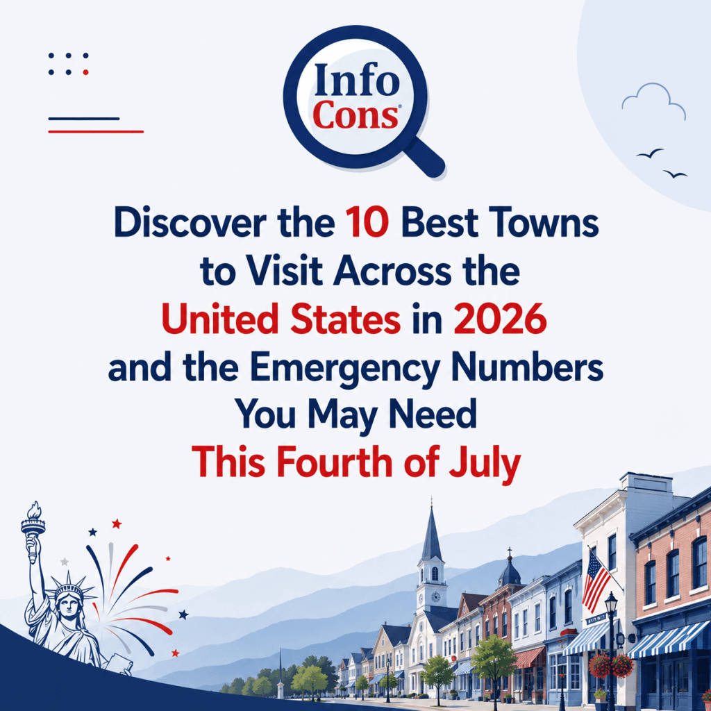 America’s 10 Best Towns to Visit in 2026 : The Emergency Numbers Every Traveler Should Save This Fourth of July – Free in the InfoCons App