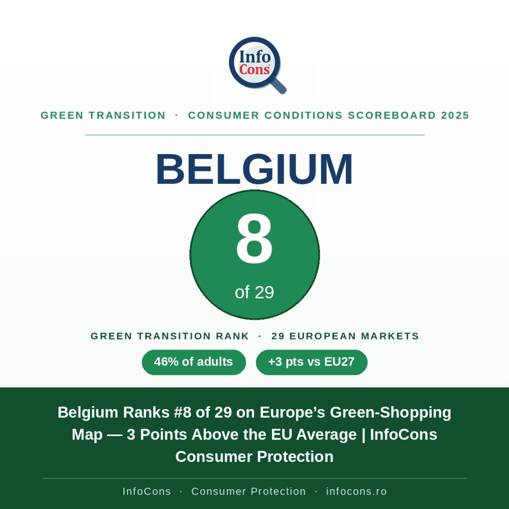Belgium Ranks #8 on Europe’s Green-Shopping Map — 3 Points Above the EU Average - InfoCons Consumer Protection