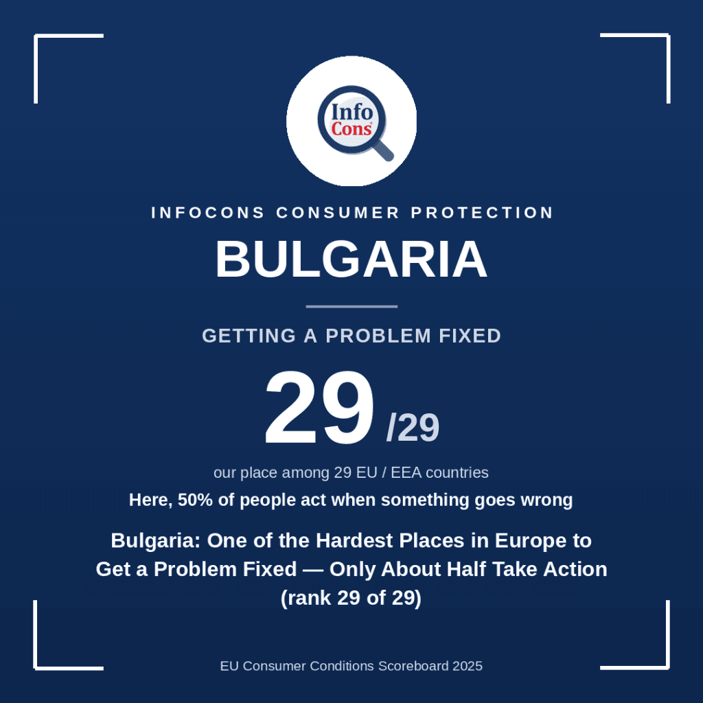 Bulgaria - One of the Hardest Places in Europe to Get a Problem Fixed - Only About Half Take Action (rank 29 of 29)