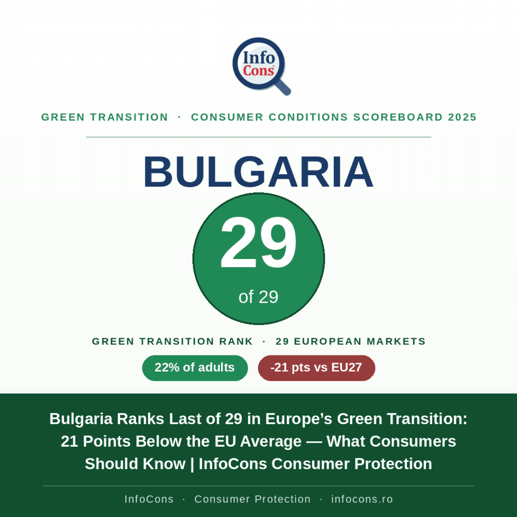 Bulgaria Ranks Last of 29 in Europe’s Green Transition - 21 Points Below the EU Average — What Consumers Should Know