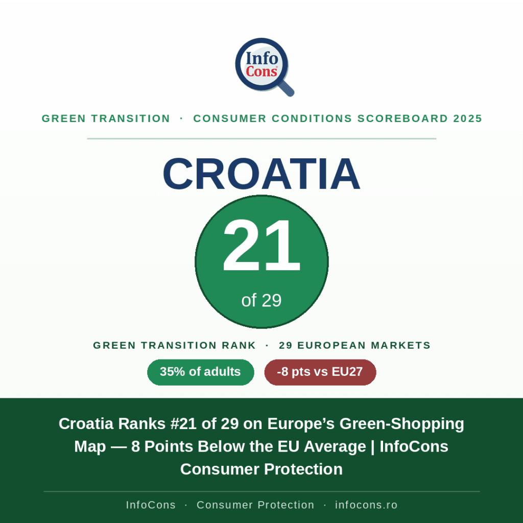 Croatia Ranks #21 on Europe’s Green-Shopping Map — 8 Points Below the EU Average - InfoCons Consumer Protection