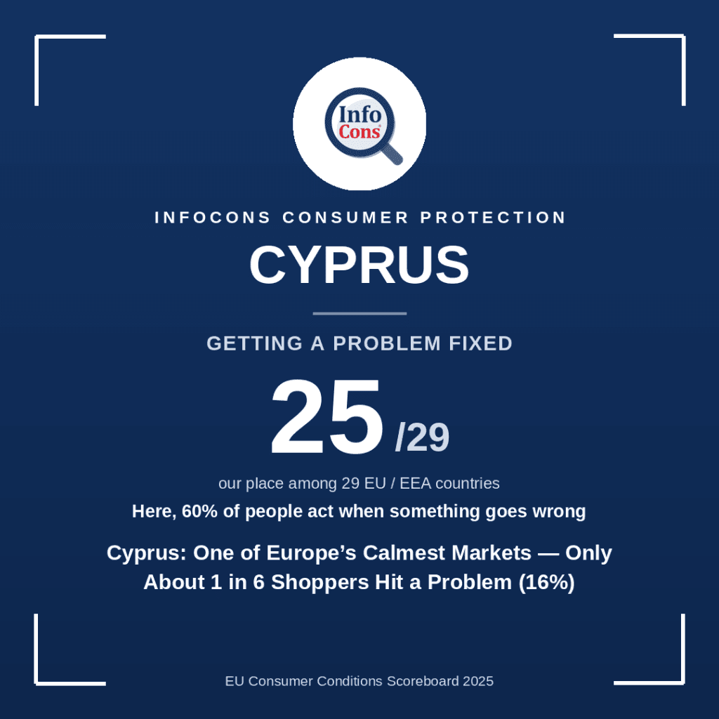 Cyprus - One of Europe's Calmest Markets - Only About 1 in 6 Shoppers Hit a Problem (16%)