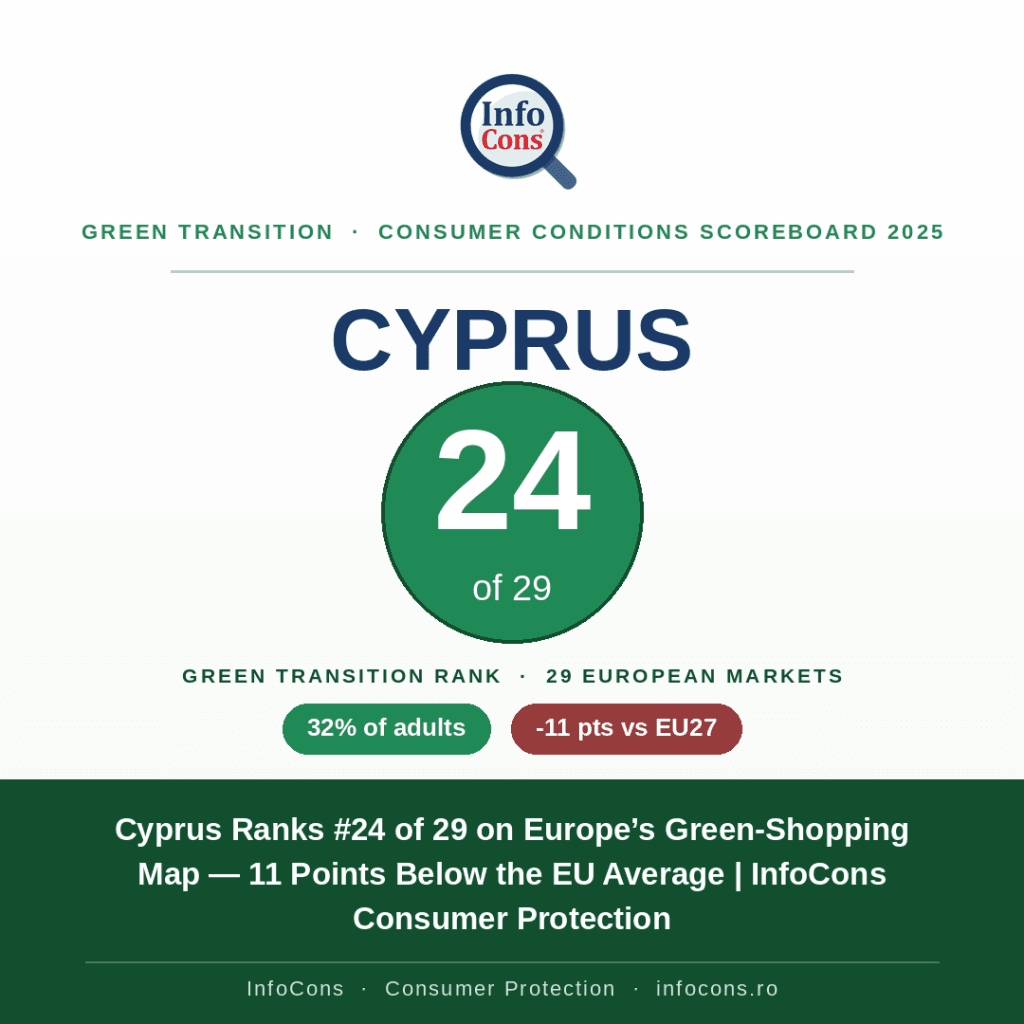 Cyprus Ranks #24 on Europe’s Green-Shopping Map — 11 Points Below the EU Average - InfoCons Consumer Protection