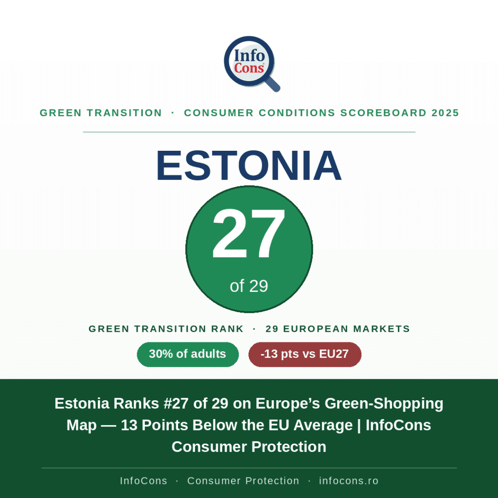 Estonia Ranks #27 on Europe’s Green-Shopping Map — 13 Points Below the EU Average - InfoCons Consumer Protection