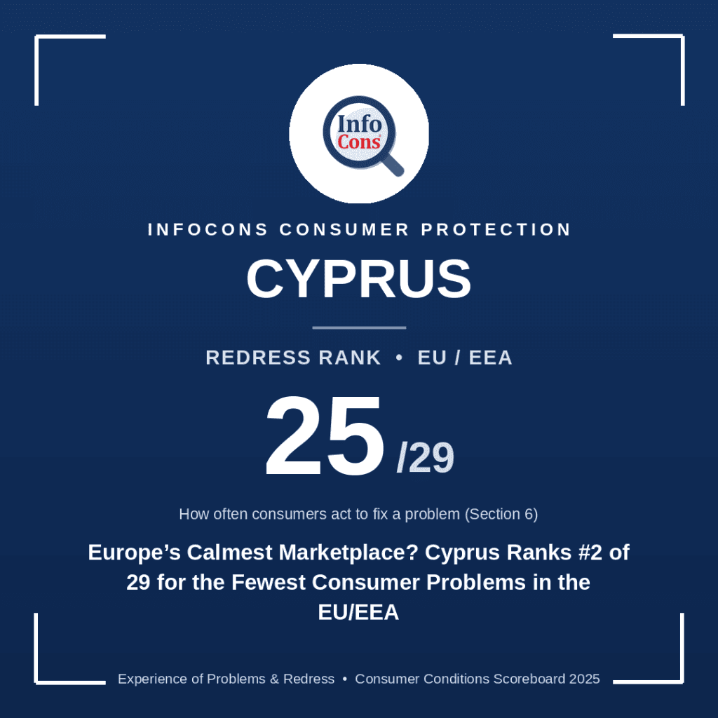 Europe's Calmest Marketplace Cyprus Ranks #2 of 29 for the Fewest Consumer Problems in the EU - EEA