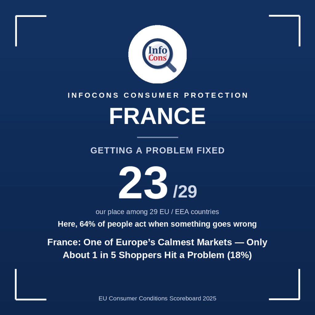 France - One of Europe's Calmest Markets - Only About 1 in 5 Shoppers Hit a Problem (18%)