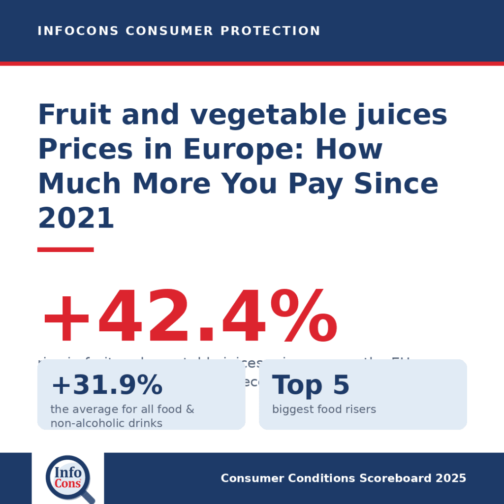 Fruit and vegetable juices Prices in Europe : How Much More Are Consumers Paying Since 2021