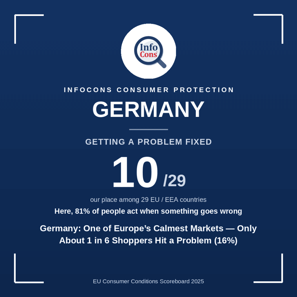 Germany - One of Europe's Calmest Markets - Only About 1 in 6 Shoppers Hit a Problem (16%)