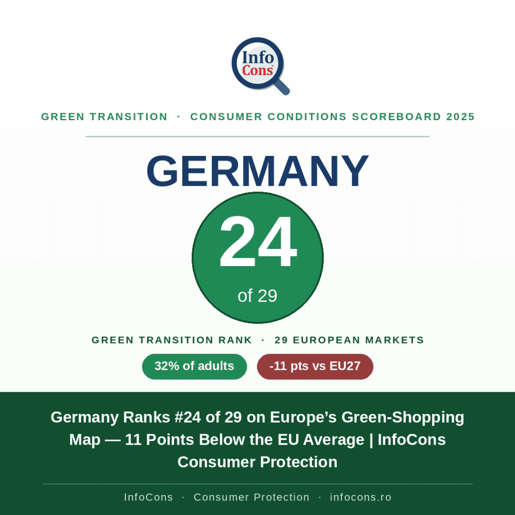 Germany Ranks #24 on Europe’s Green-Shopping Map — 11 Points Below the EU Average - InfoCons Consumer Protection