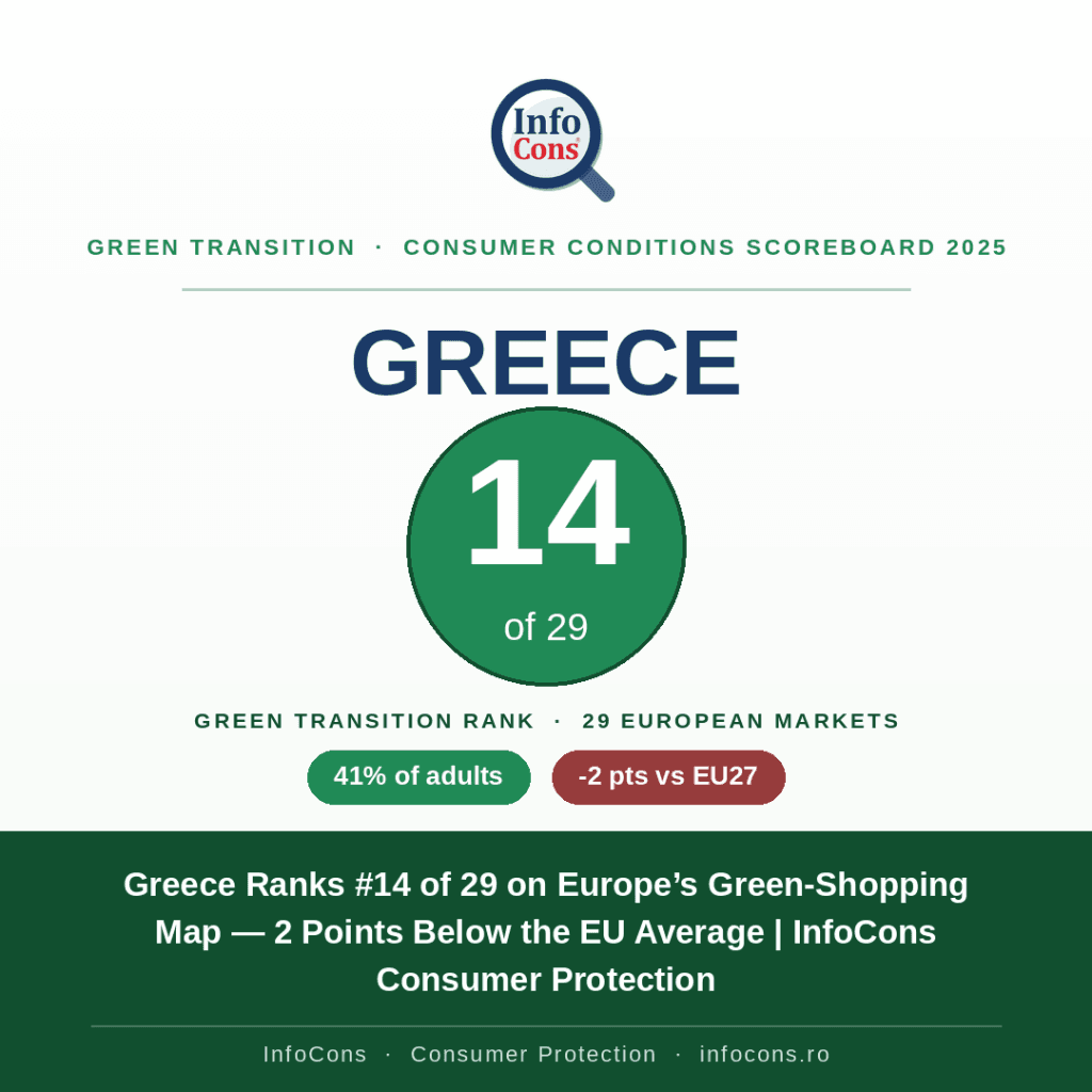 Greece Ranks #14 on Europe’s Green-Shopping Map — 2 Points Below the EU Average - InfoCons Consumer Protection