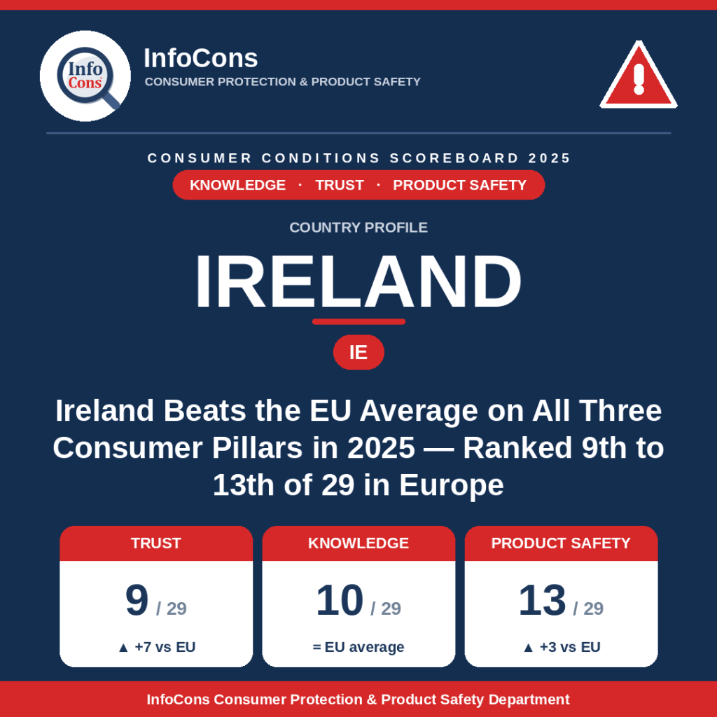 Ireland Beats the EU Average on All Three Consumer Pillars in 2025 - Ranked 9th to 13th of 29 in Europe