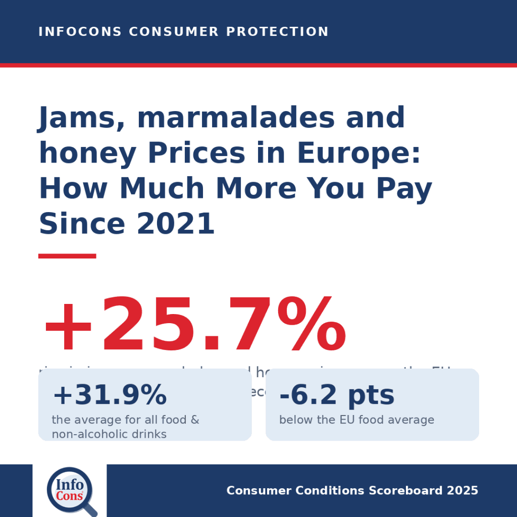 Jams, marmalades and honey Prices in Europe : How Much More Are Consumers Paying Since 2021
