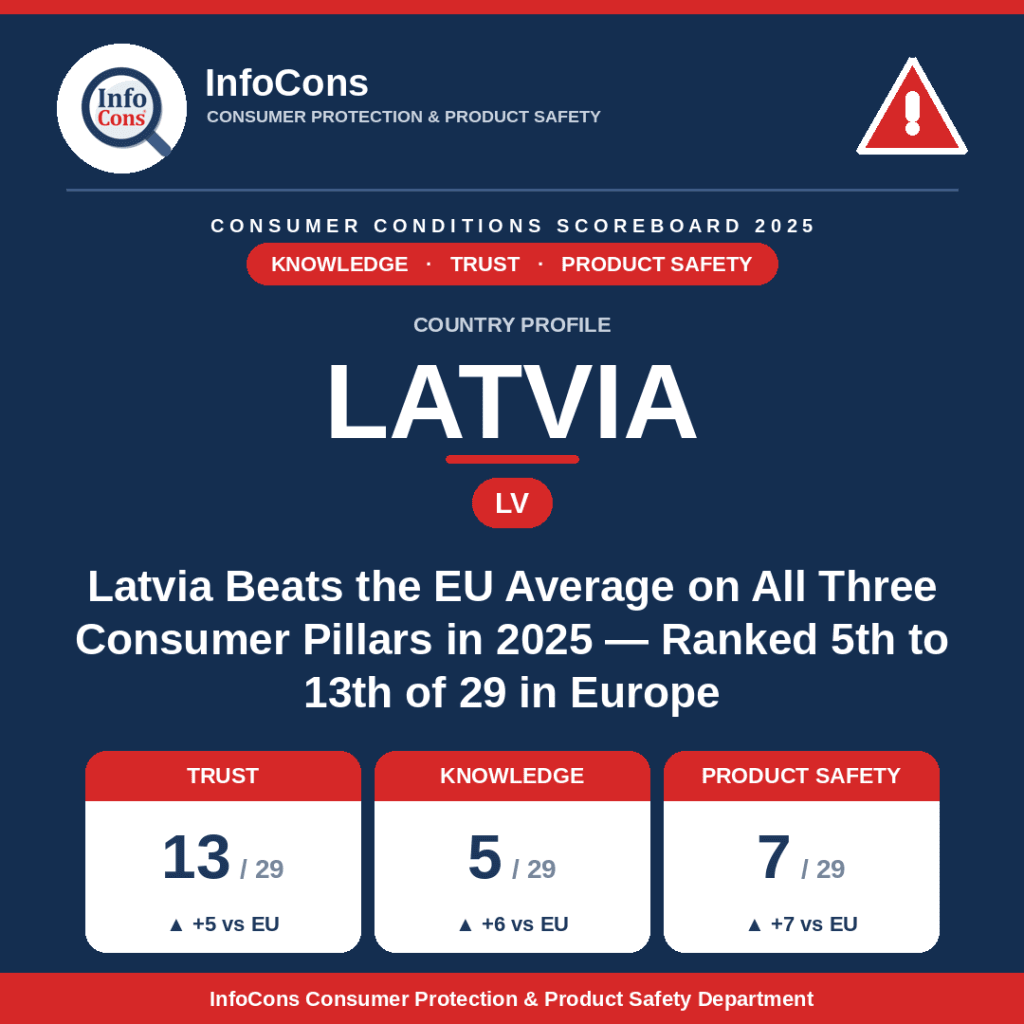 Latvia Beats the EU Average on All Three Consumer Pillars in 2025 - Ranked 5th to 13th of 29 in Europe