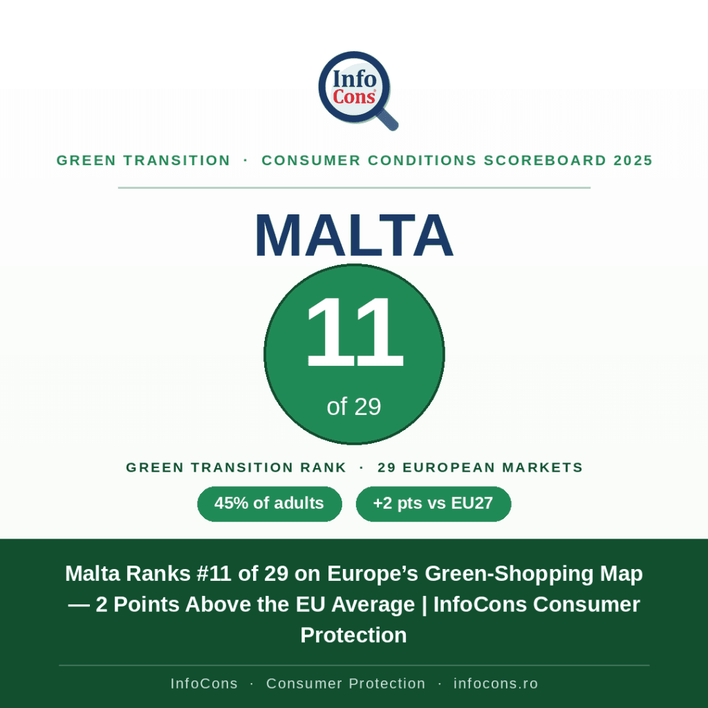 Malta Ranks #11 on Europe’s Green-Shopping Map — 2 Points Above the EU Average - InfoCons Consumer Protection