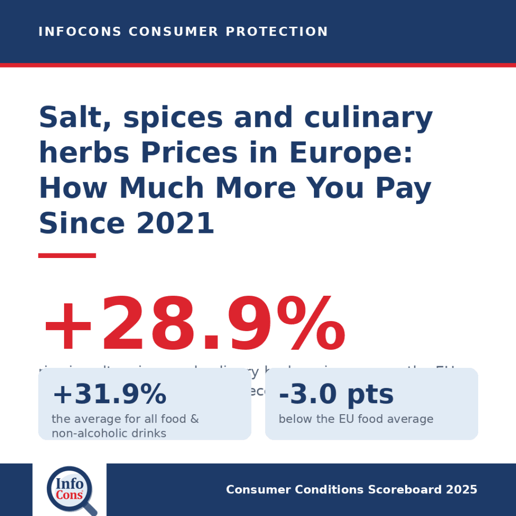 Salt, spices and culinary herbs Prices in Europe : How Much More Are Consumers Paying Since 2021