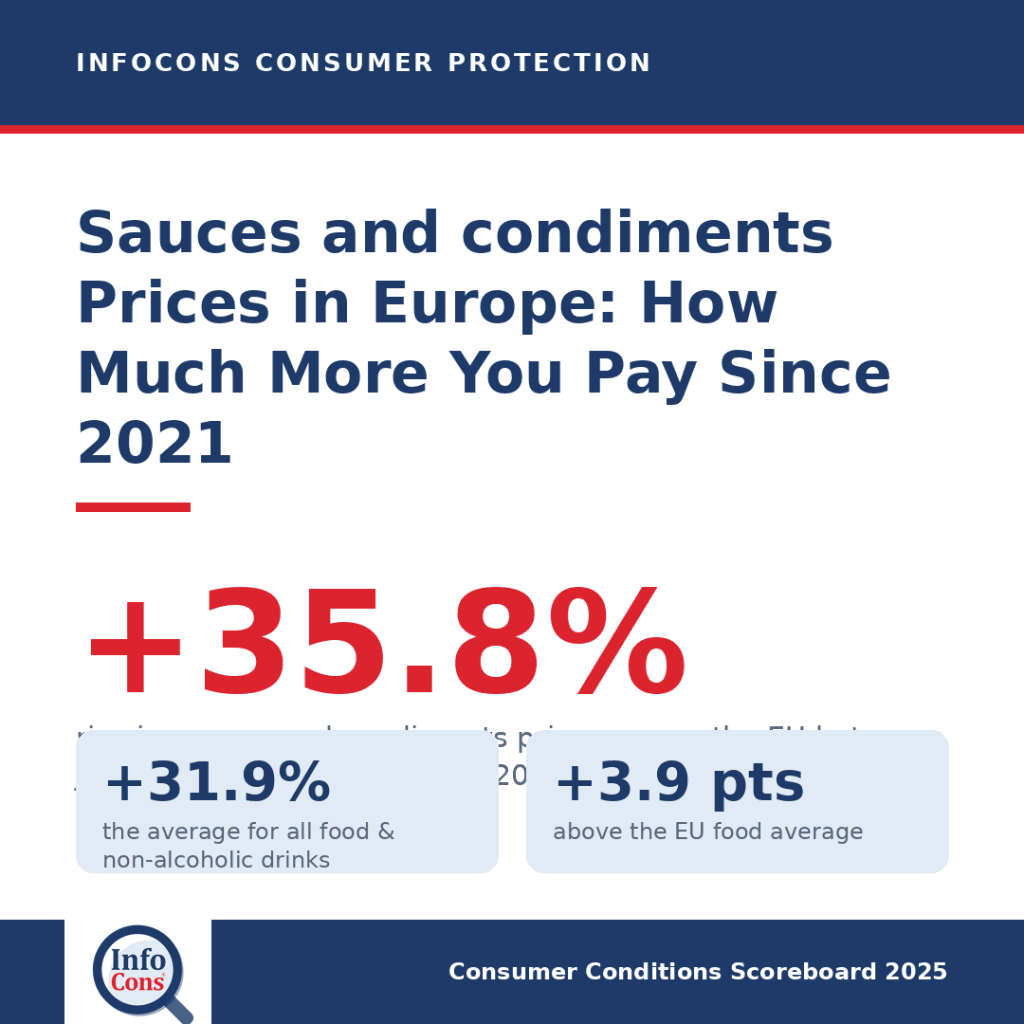 Sauces and condiments Prices in Europe : How Much More Are Consumers Paying Since 2021