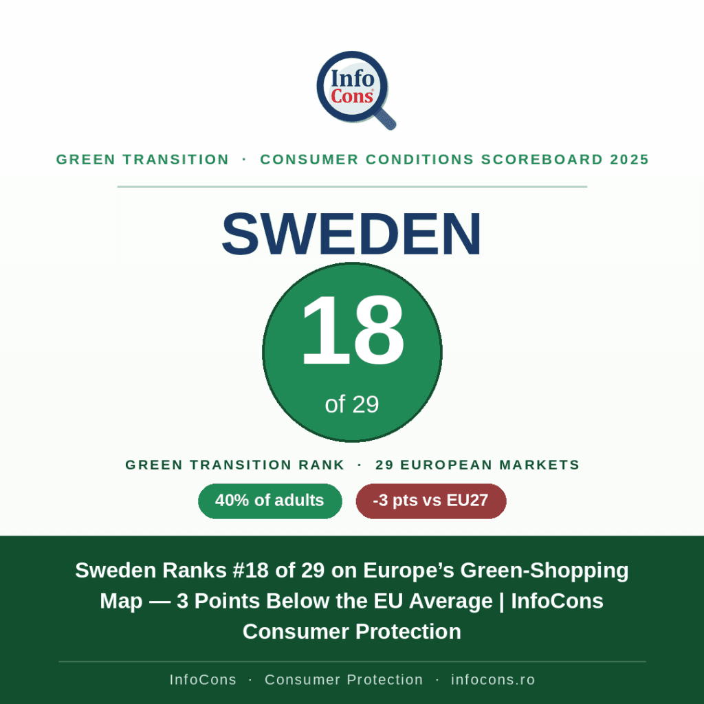 Sweden Ranks #18 on Europe’s Green-Shopping Map — 3 Points Below the EU Average - InfoCons Consumer Protection