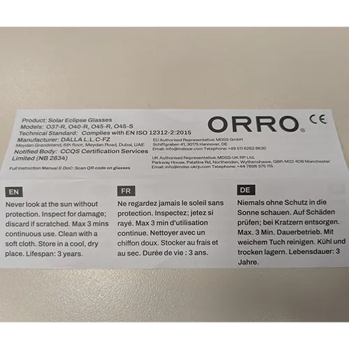 ORRO - Solar eclipse glasses