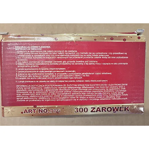 Lighting chain intended for interconnection, containing 300 non-replaceable LED lights. The product includes a device for changing lighting modes.