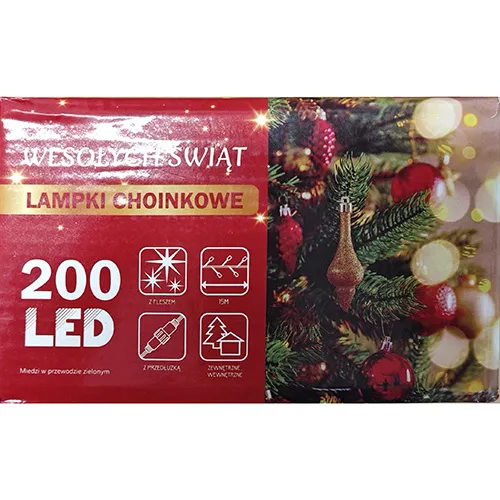 Lighting chain, intended for interconnection, containing 200 non-replaceable LED light sources.
