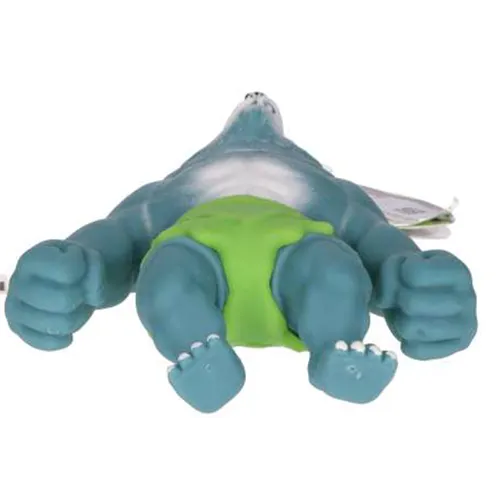 Turquoise stretching plastic wolf figure filled with sand