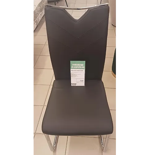 Chair with a metal frame, padded seat and backrest covered in artificial leather. Leg frame made of 25 mm diameter metal tubes, 19 mm diameter plastic legs at the bottom. The seat is attached with M6, the backrest with M8 screws. Dimensions: 450 × 445 × 1010 mm, seat height 475 mm. Weight 6.9 kg.