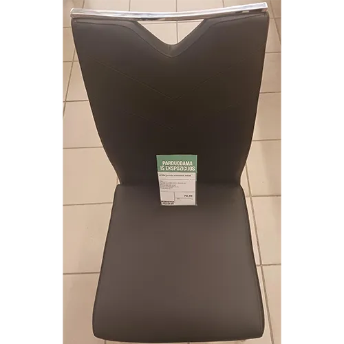 Chair with a metal frame, padded seat and backrest covered in artificial leather. Leg frame made of 25 mm diameter metal tubes, 19 mm diameter plastic legs at the bottom. The seat is attached with M6, the backrest with M8 screws. Dimensions: 450 × 445 × 1010 mm, seat height 475 mm. Weight 6.9 kg.