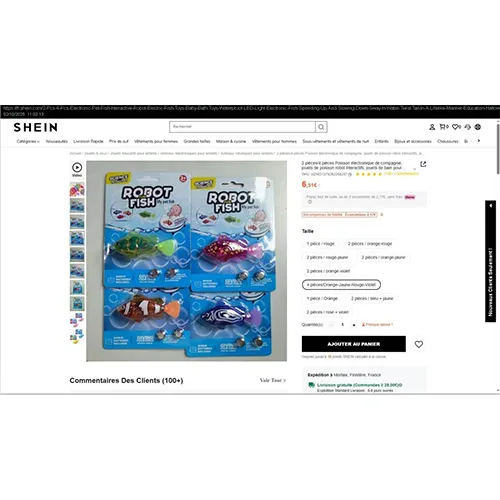 Set of four clownfish that are activated when they come into contact with water, making a red LED flash and the tail move. The batch consists of a purple fish, a pink fish, a green fish and an orange fish.
