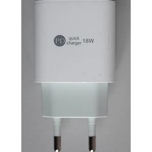 White plastic mains wall charger with a USB Type-C output port.