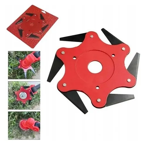 Attachment for brush cutters for trimming and cutting lawn edges or other vegetation. The cutting attachment comprises six mobile knives that can be used for cutting when they rotate at high speed.