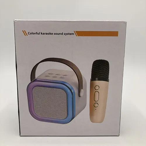 Karaoke set with two wireless microphones and an USB cable.