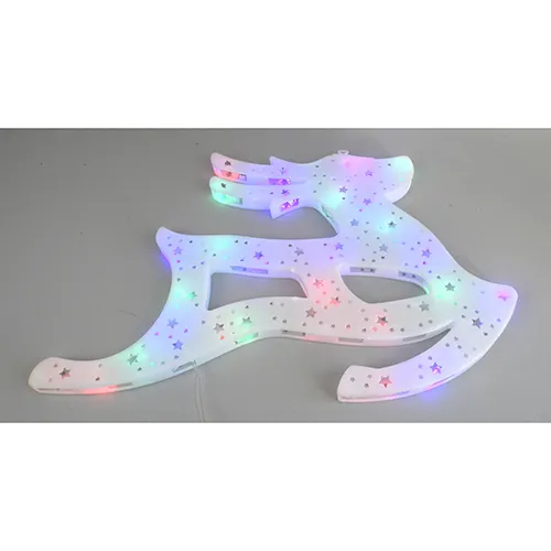 Luminaire, in the shape of a reindeer, with multi-coloured LED lights, intended as a window decoration.