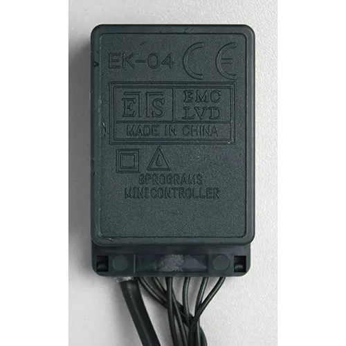 Extendable decorative lighting chain with 100 colorful LED lights and a black electronic controller box.
