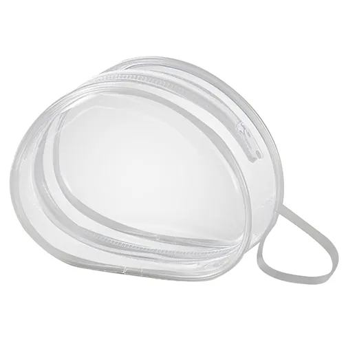 Transparent cosmetic bag made of soft PVC.