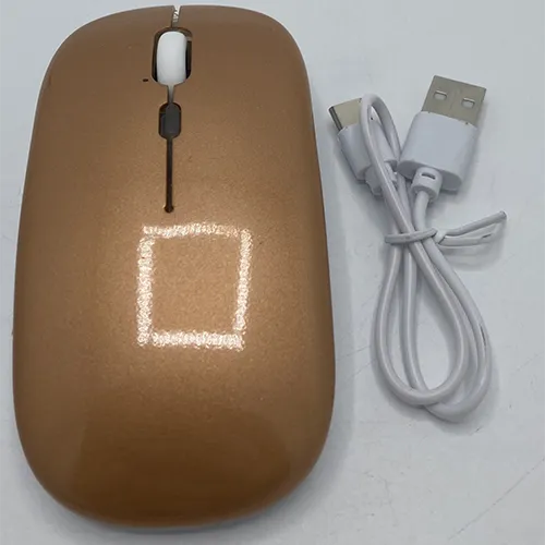 Wireless mouse with USB charging cable.