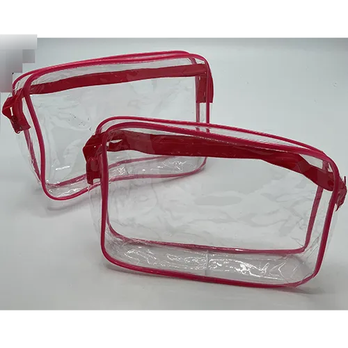 Set of three bags made of transparent soft PVC.