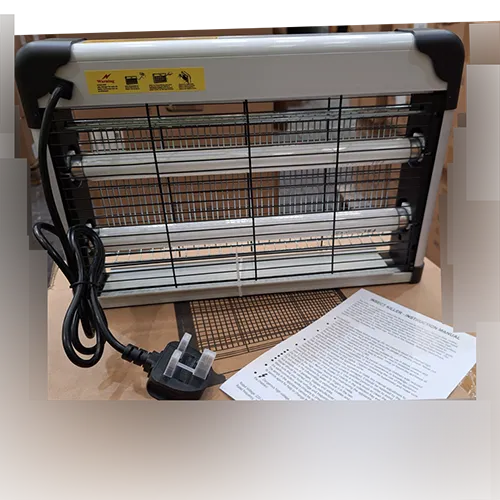 Electric UV insect killing lamp, supplied with power supply cord and plug.